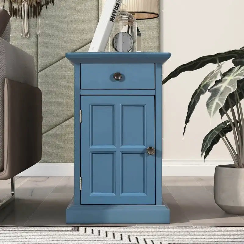 Vintage Narrow End Table with USB & Drawer