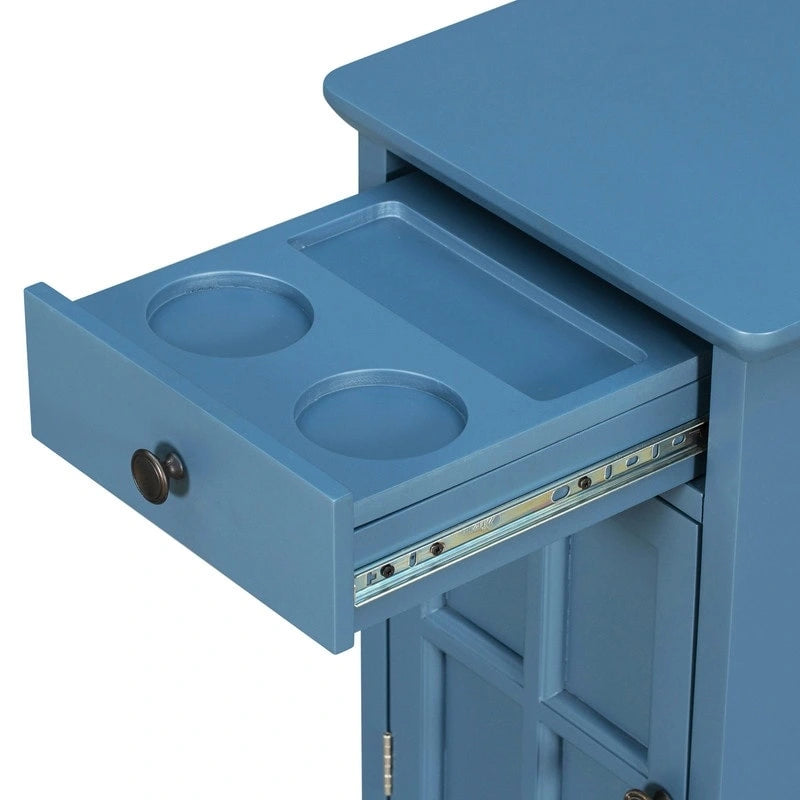 Vintage Narrow End Table with USB & Drawer