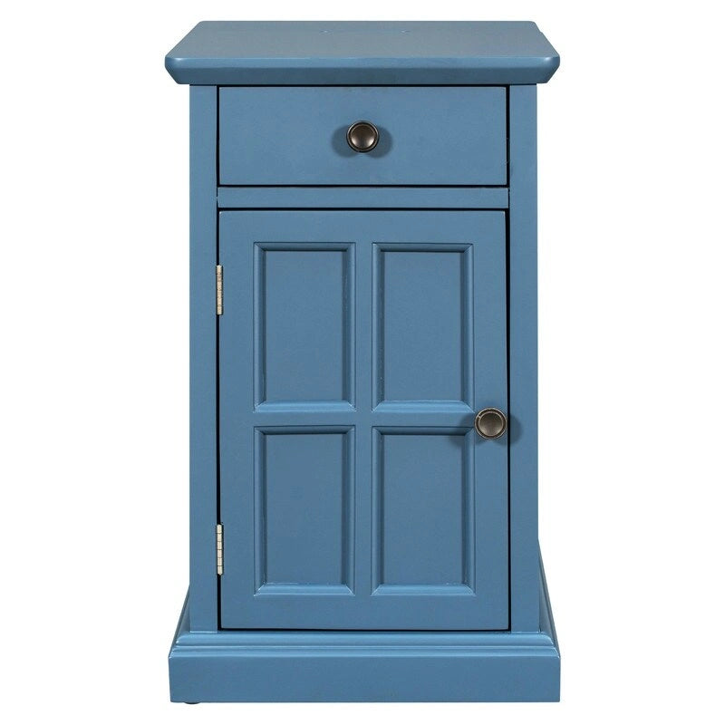 Vintage Narrow End Table with USB & Drawer
