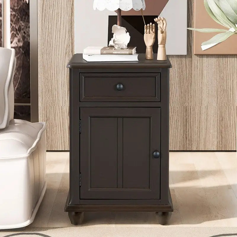Vintage Narrow End Table with USB & Drawer