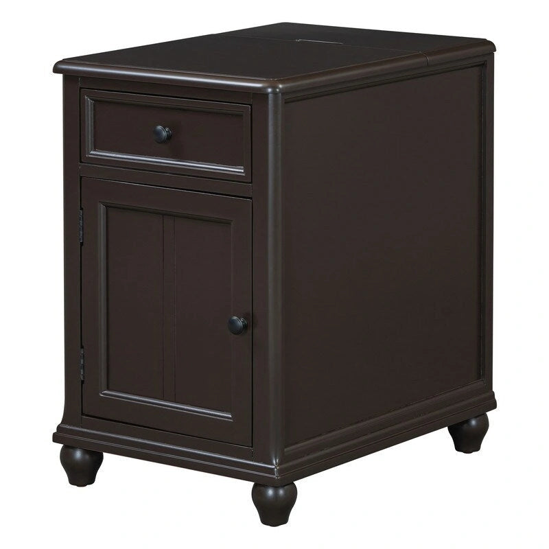 Vintage Narrow End Table with USB & Drawer