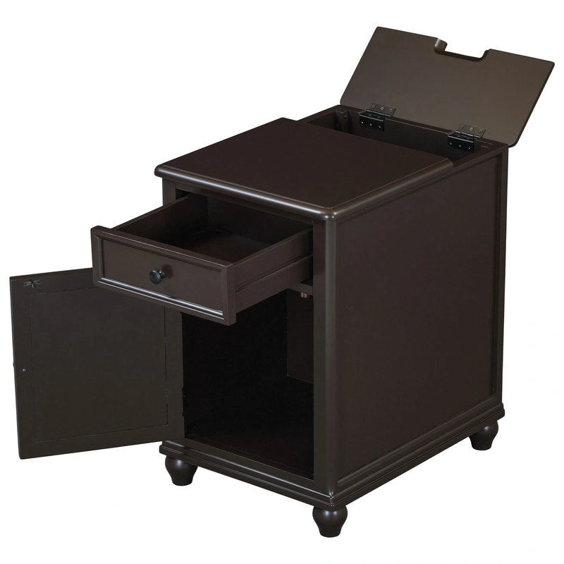 Vintage Narrow End Table with USB & Drawer