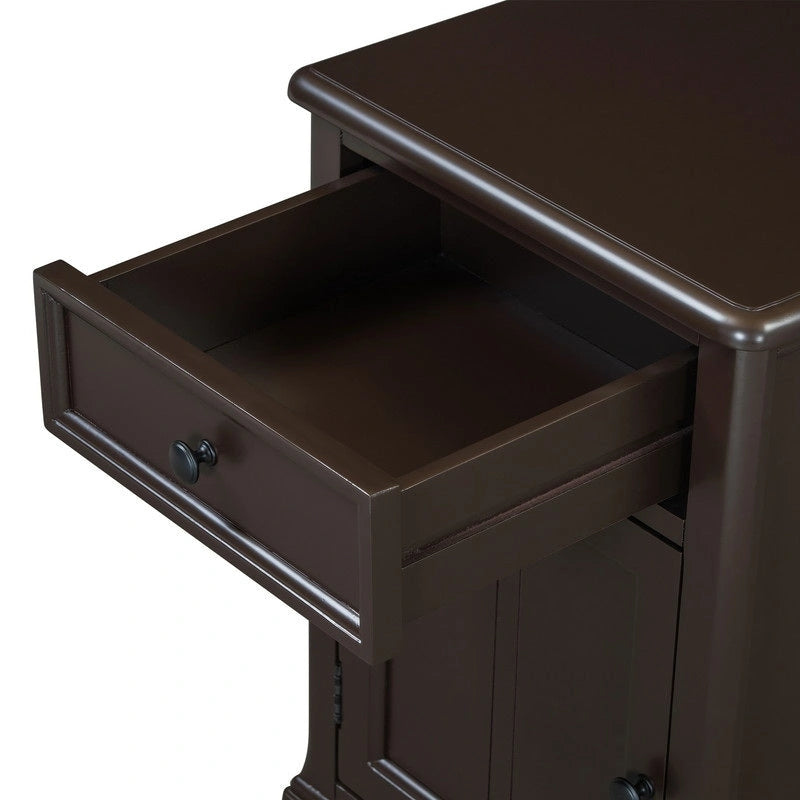 Vintage Narrow End Table with USB & Drawer