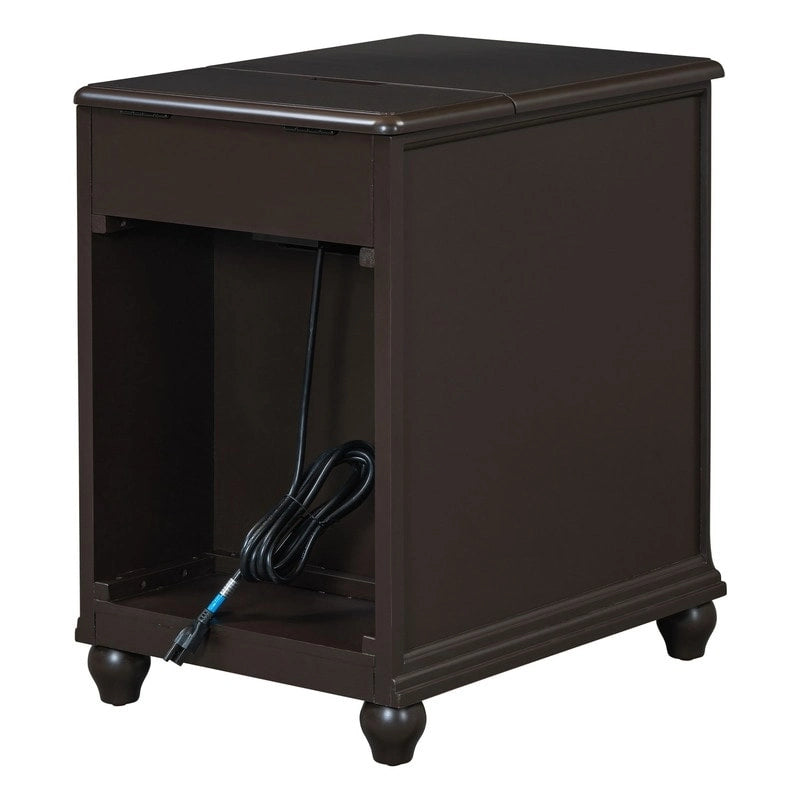 Vintage Narrow End Table with USB & Drawer