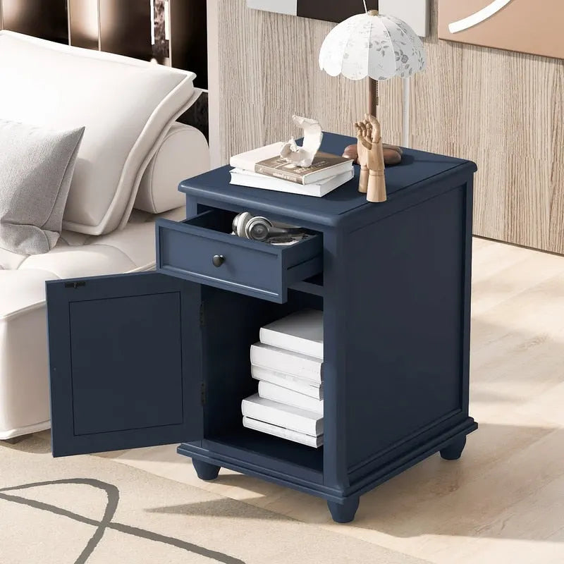 Vintage Narrow End Table with USB & Drawer