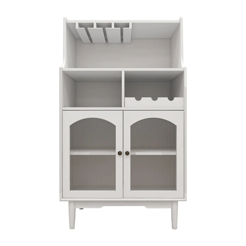 Bar Cabinet with Removable Wine Rack, Glass Door & Wine Glass Holders