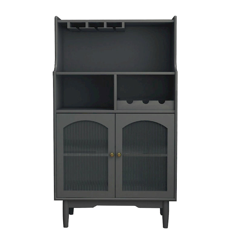 Bar Cabinet with Removable Wine Rack, Glass Door & Wine Glass Holders