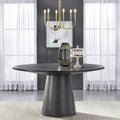 59-Inch Round Dining Table with Solid Wood Pedestal Base