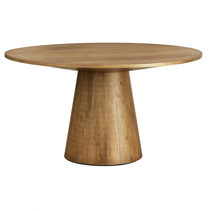 59-Inch Round Dining Table with Solid Wood Pedestal Base