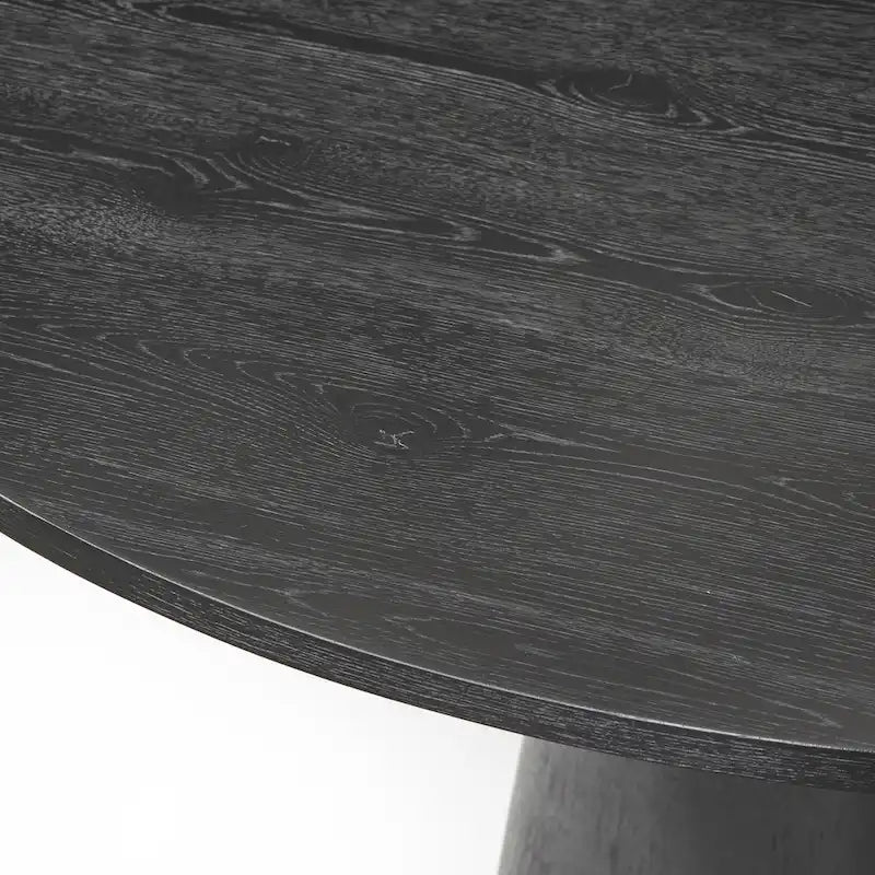 59-Inch Round Dining Table with Solid Wood Pedestal Base