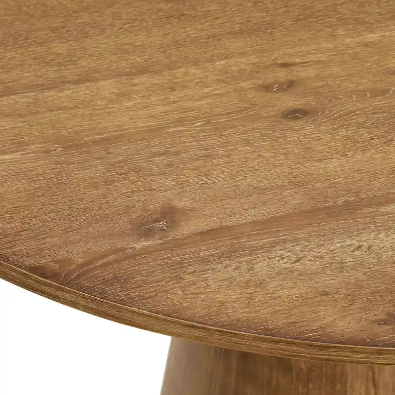 59-Inch Round Dining Table with Solid Wood Pedestal Base