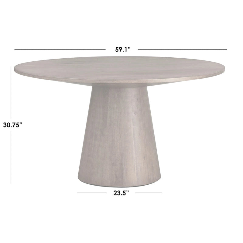 59-Inch Round Dining Table with Solid Wood Pedestal Base