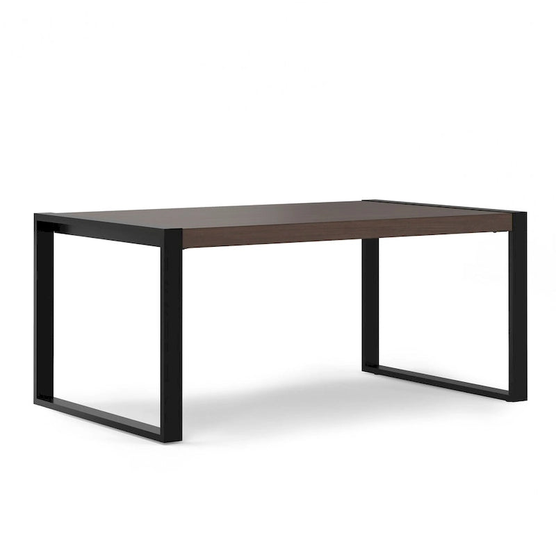 66-Inch Solid Mango Wood Dining Table with Black Metal Legs