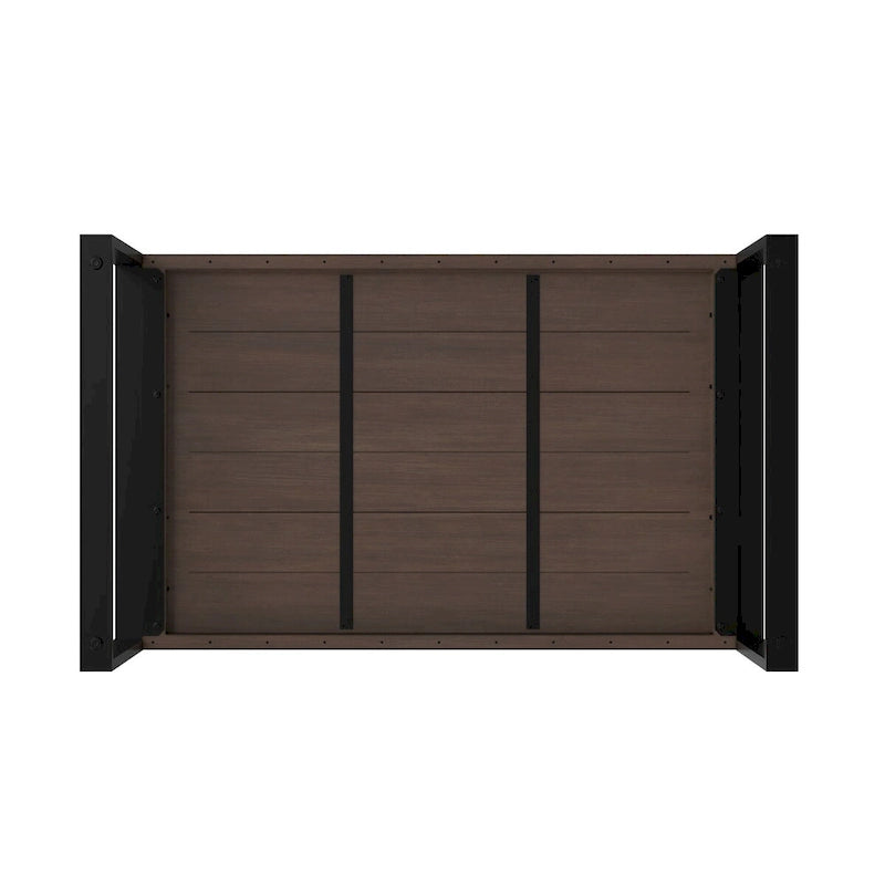 66-Inch Solid Mango Wood Dining Table with Black Metal Legs