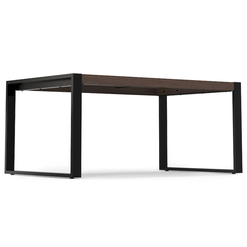 66-Inch Solid Mango Wood Dining Table with Black Metal Legs