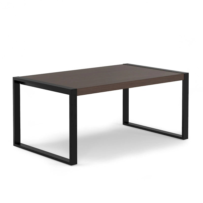 66-Inch Solid Mango Wood Dining Table with Black Metal Legs