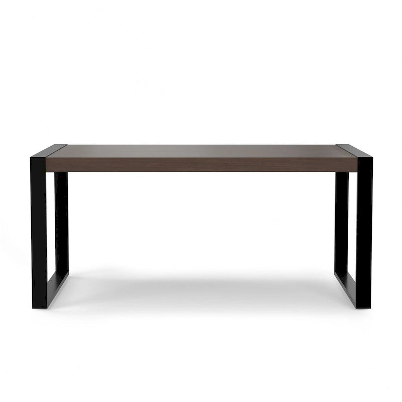 66-Inch Solid Mango Wood Dining Table with Black Metal Legs