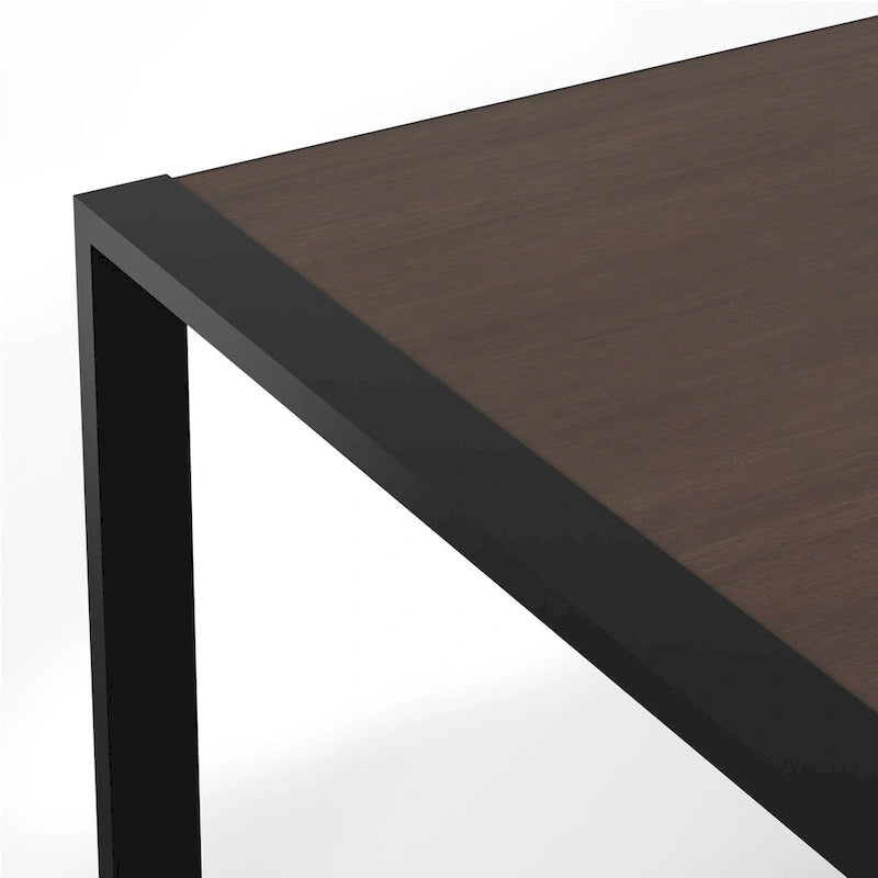 66-Inch Solid Mango Wood Dining Table with Black Metal Legs