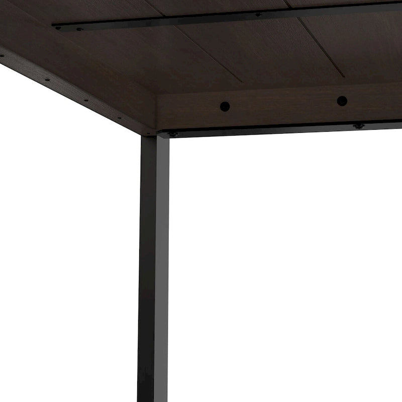 66-Inch Solid Mango Wood Dining Table with Black Metal Legs
