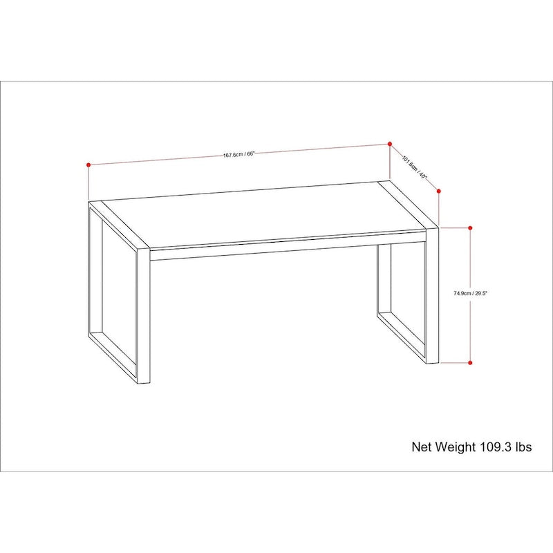 66-Inch Solid Mango Wood Dining Table with Black Metal Legs