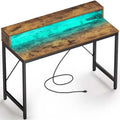 39" Gaming & Computer Desk with RGB LED Lights, Monitor Stand & Built-in Charging