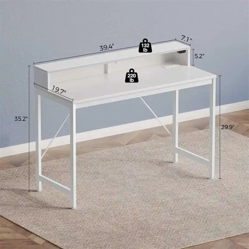 39" Gaming & Computer Desk with RGB LED Lights, Monitor Stand & Built-in Charging