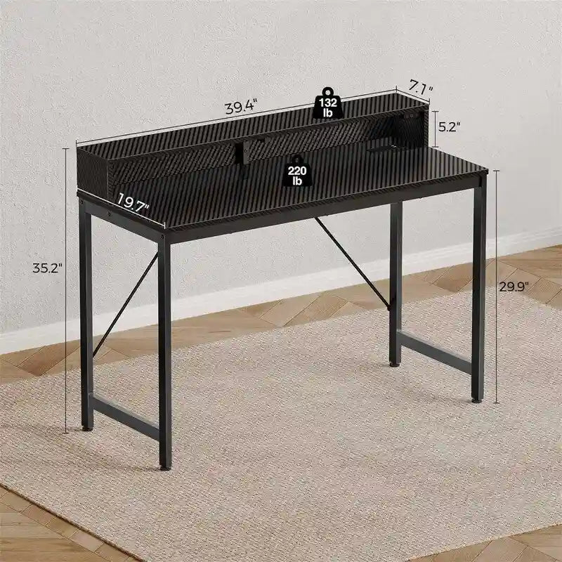 39" Gaming & Computer Desk with RGB LED Lights, Monitor Stand & Built-in Charging