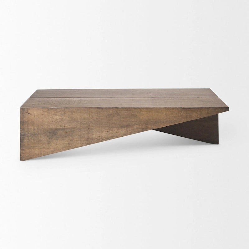 Solid Mango Wood Angular Coffee Table with Layered Triangle Design