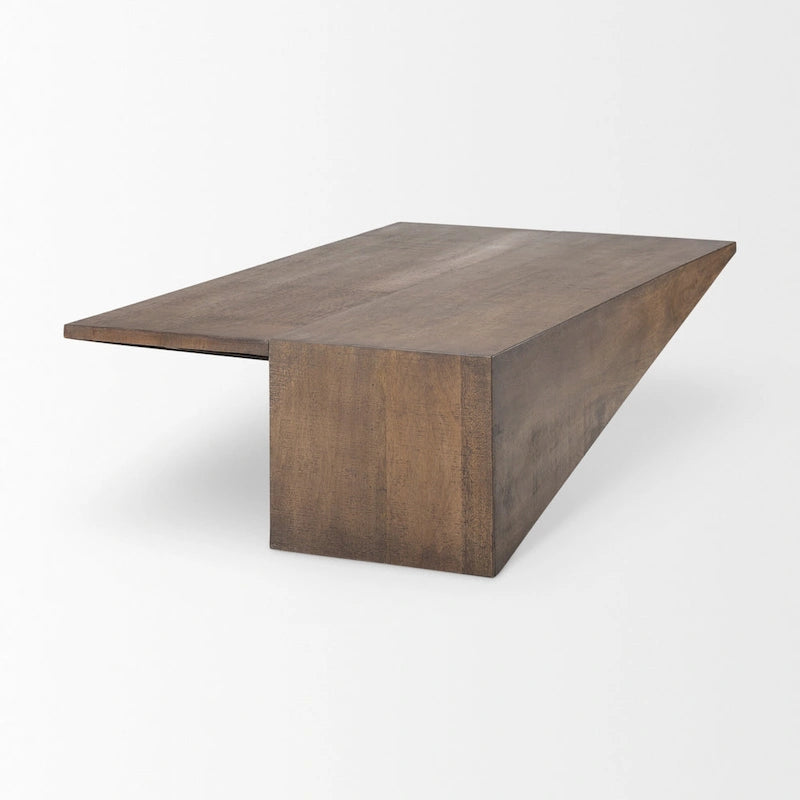 Solid Mango Wood Angular Coffee Table with Layered Triangle Design