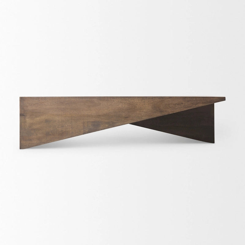 Solid Mango Wood Angular Coffee Table with Layered Triangle Design