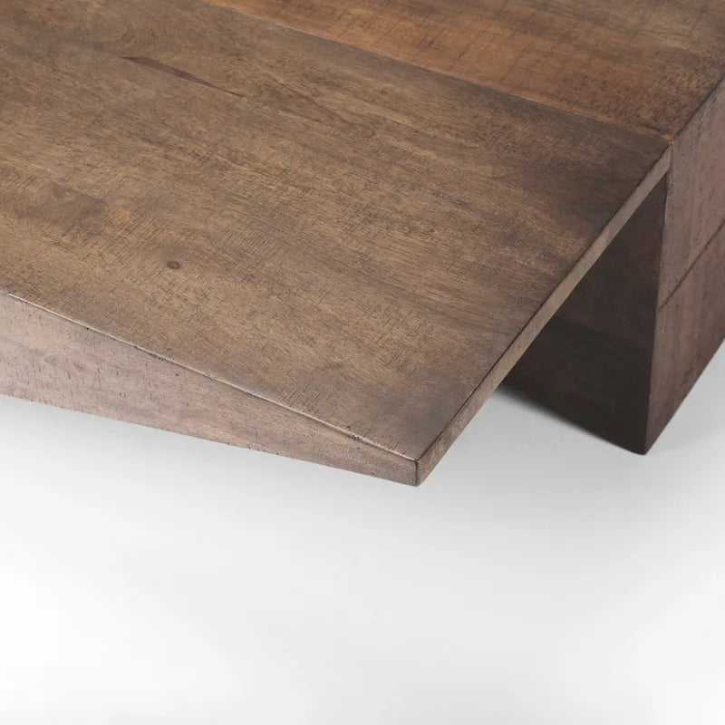 Solid Mango Wood Angular Coffee Table with Layered Triangle Design