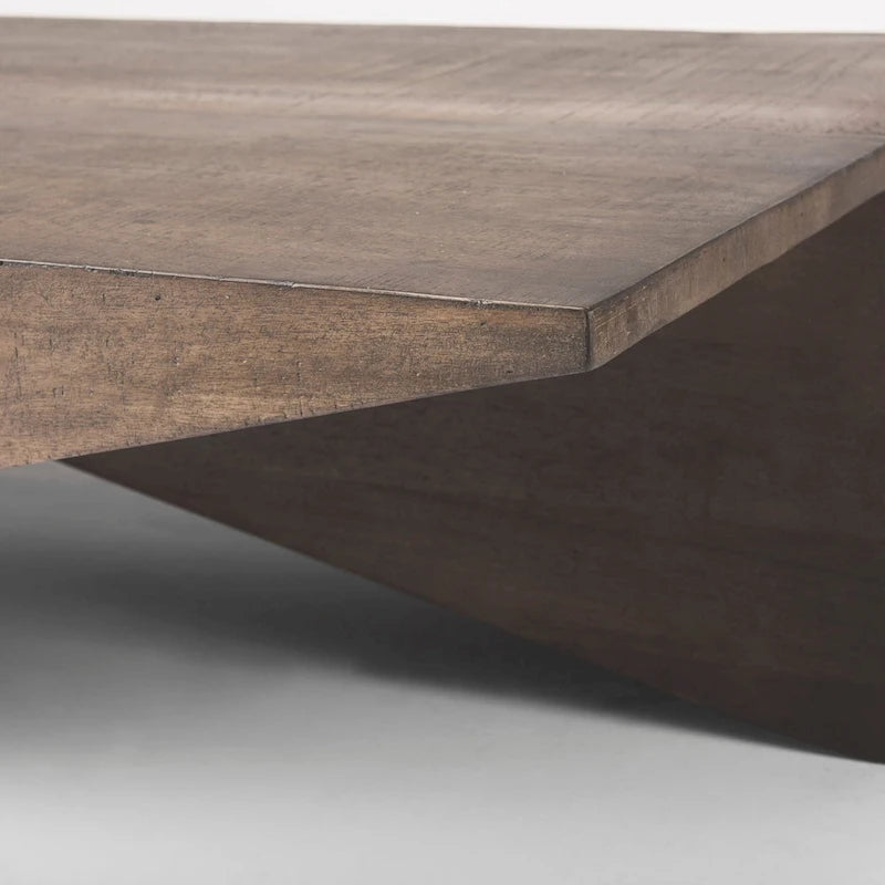 Solid Mango Wood Angular Coffee Table with Layered Triangle Design