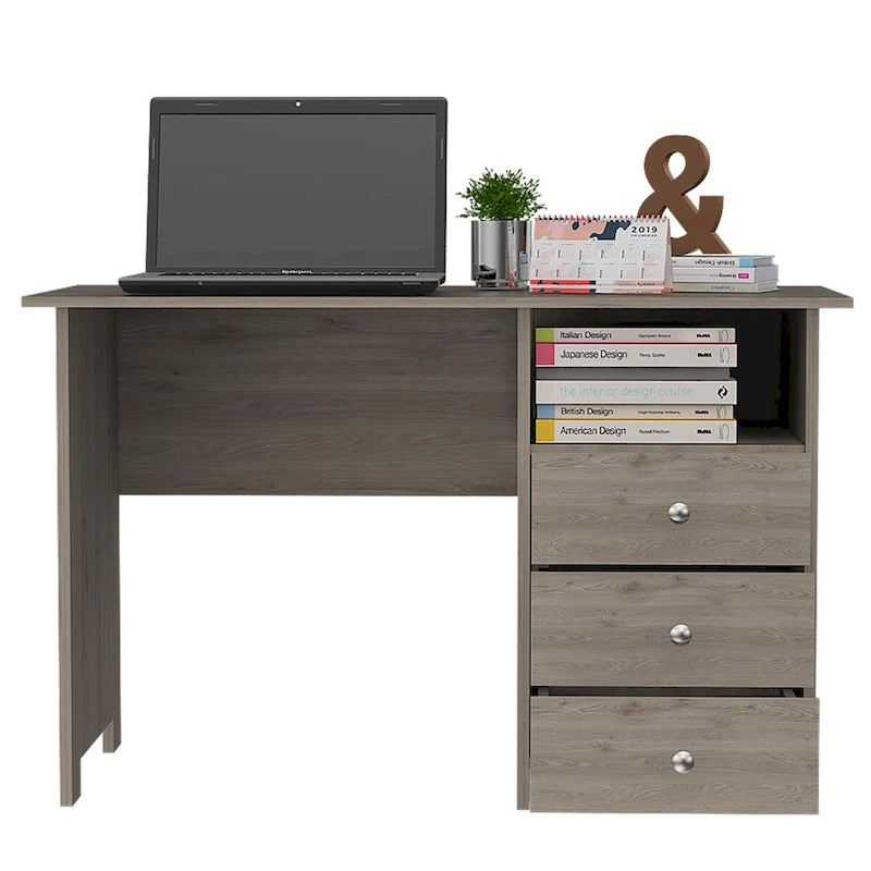 47" Modern Writing & Computer Desk with 3 Drawers & Open Shelf
