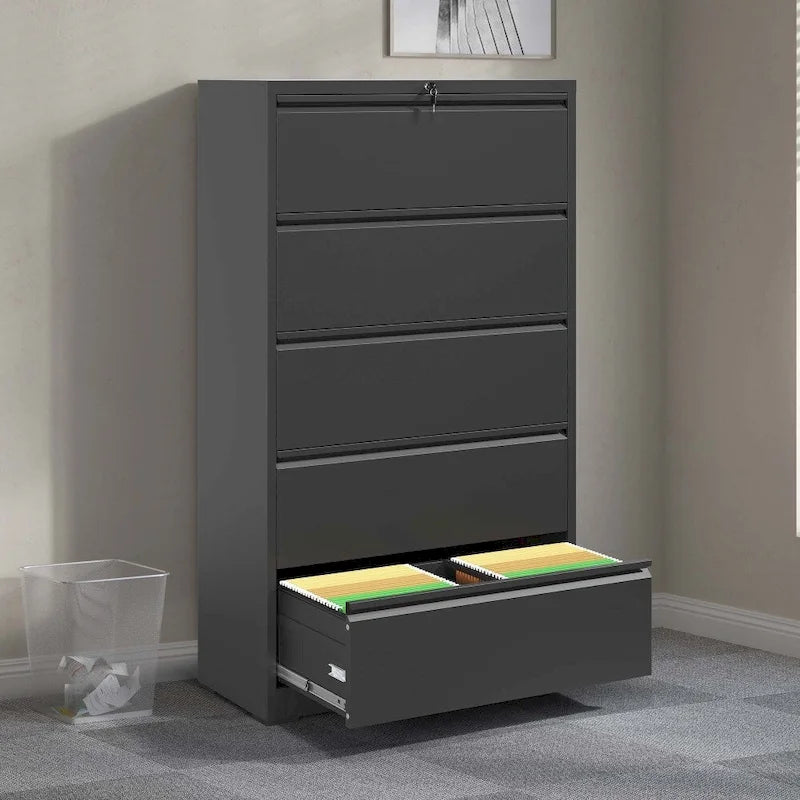 5-Drawer Steel Lateral File Cabinet with Lock