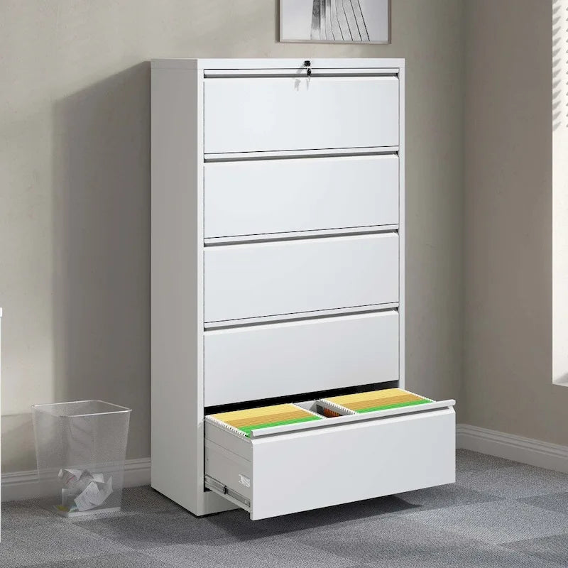 5-Drawer Steel Lateral File Cabinet with Lock