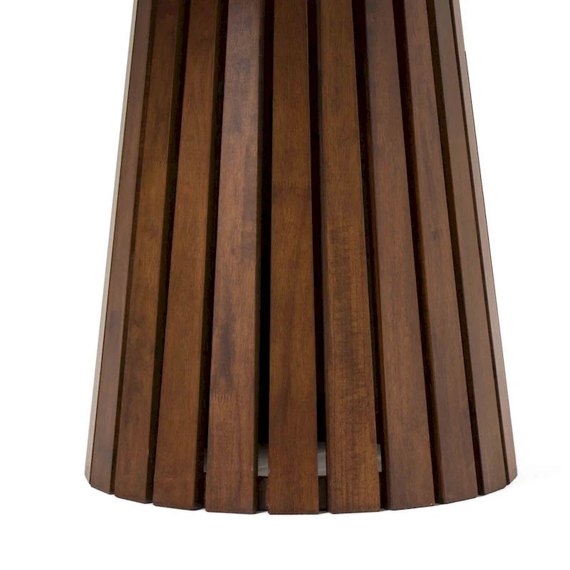 54-Inch Round Walnut Veneer Dining Table with Slatted Pedestal Base
