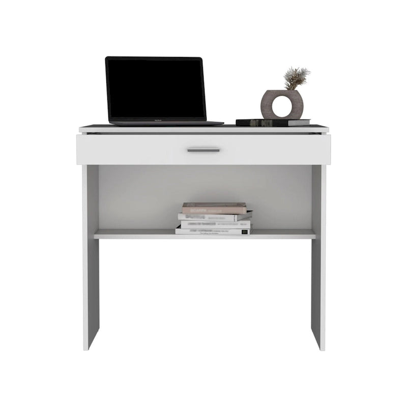 Compact Writing Desk with Drawer & Lower Shelf
