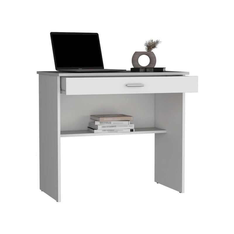 Compact Writing Desk with Drawer & Lower Shelf