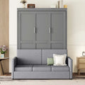 Queen Size Wall Murphy Bed with Sofa & Hidden Storage