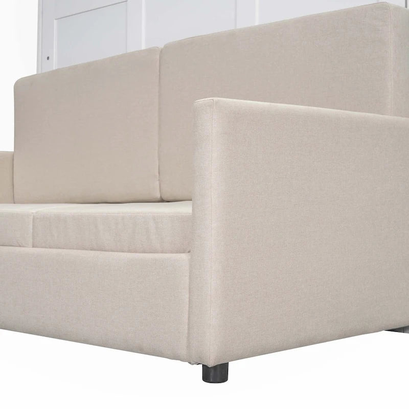 Queen Size Wall Murphy Bed with Sofa & Hidden Storage