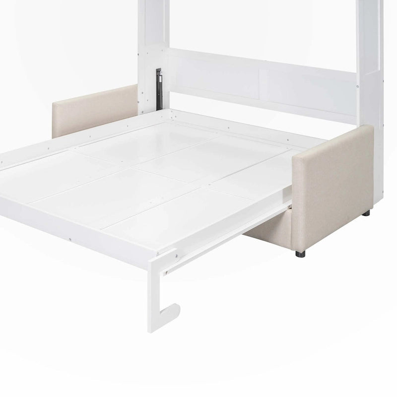 Queen Size Wall Murphy Bed with Sofa & Hidden Storage