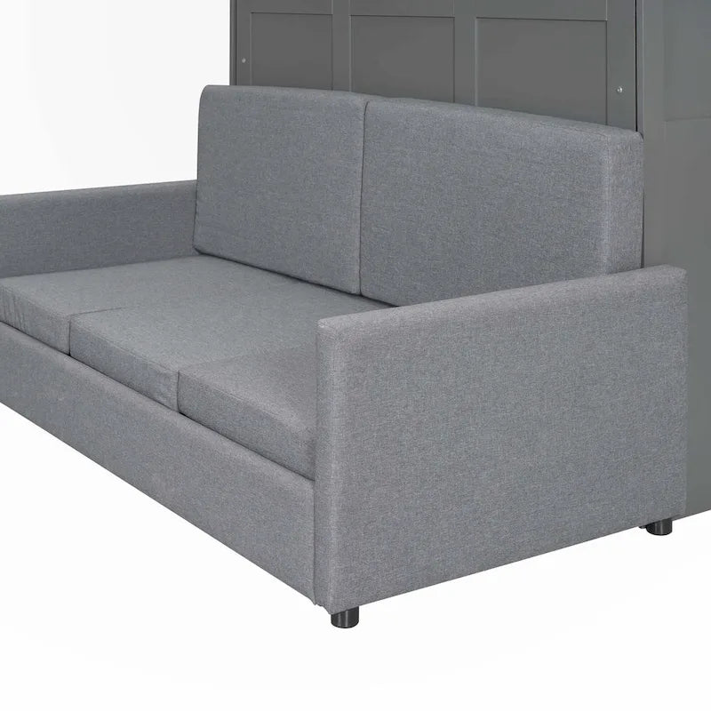 Queen Size Wall Murphy Bed with Sofa & Hidden Storage